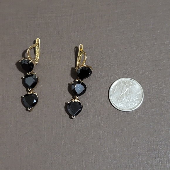 925 Silver Earings with dark red gemstone - Picture 2 of 6